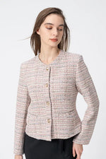 Boucle Tweed: Collarless Short Jacket