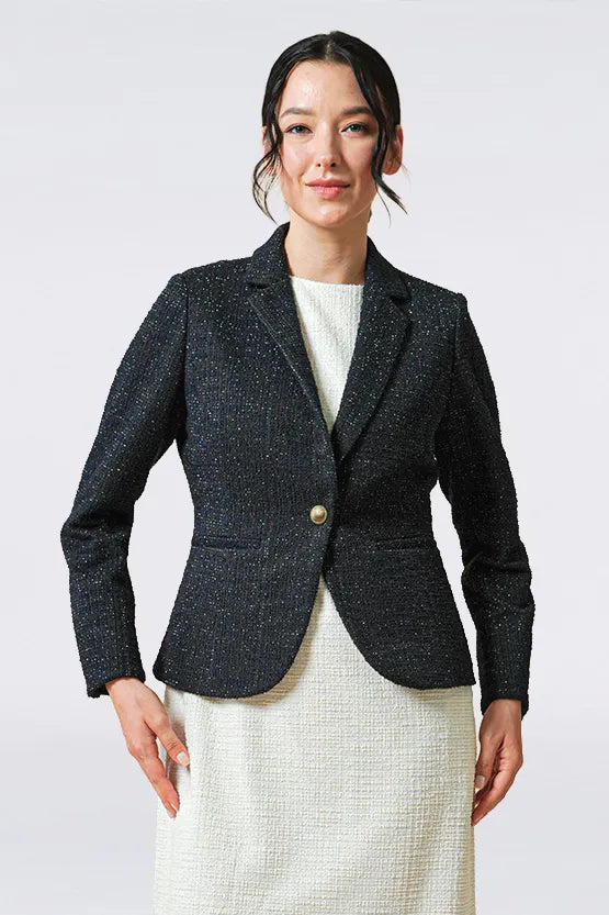 Stretch Lame Tweed: Tailored Jacket