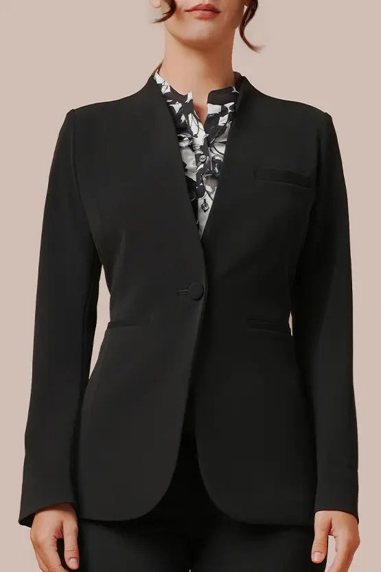 Smart Stretch:Black No-Curl Long Jacket