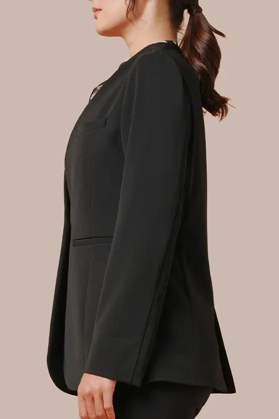 Smart Stretch:Black No-Curl Long Jacket