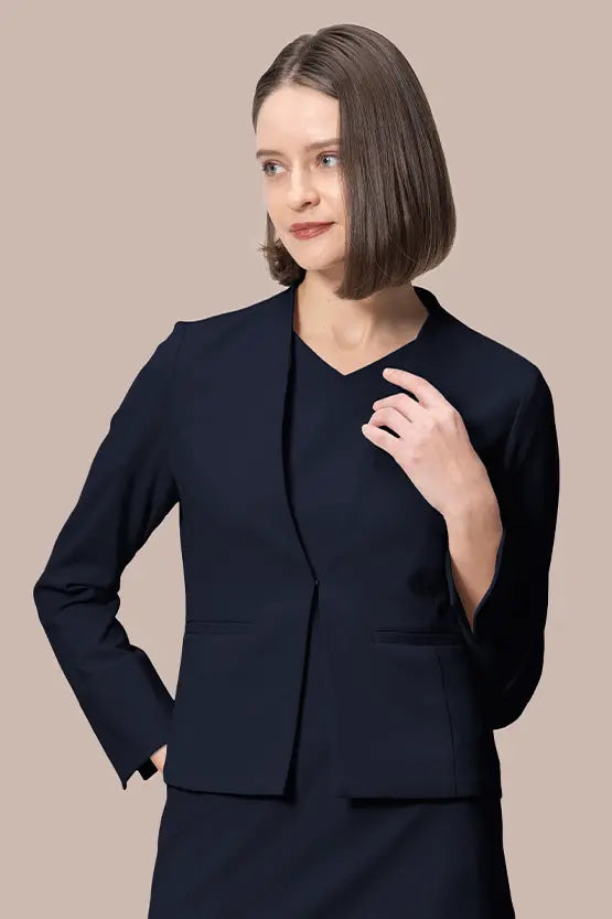 Smart Stretch Front Hook Collarless Jacket