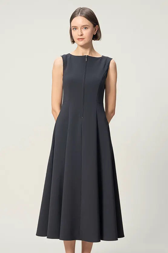 [Active Cool] A-line front zip long dress