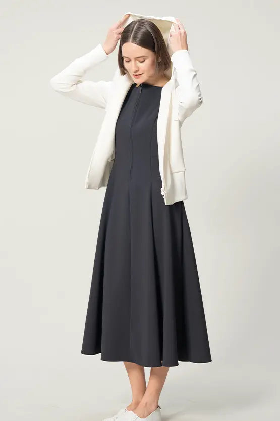 [Active Cool] A-line front zip long dress