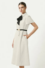 Stretch Sucker: Stretch Seersucker Bow-Tie Shirt Dress