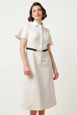 Stretch Sucker: Stretch Seersucker Bow-Tie Shirt Dress