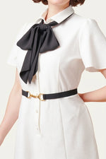 Stretch Sucker: Stretch Seersucker Bow-Tie Shirt Dress