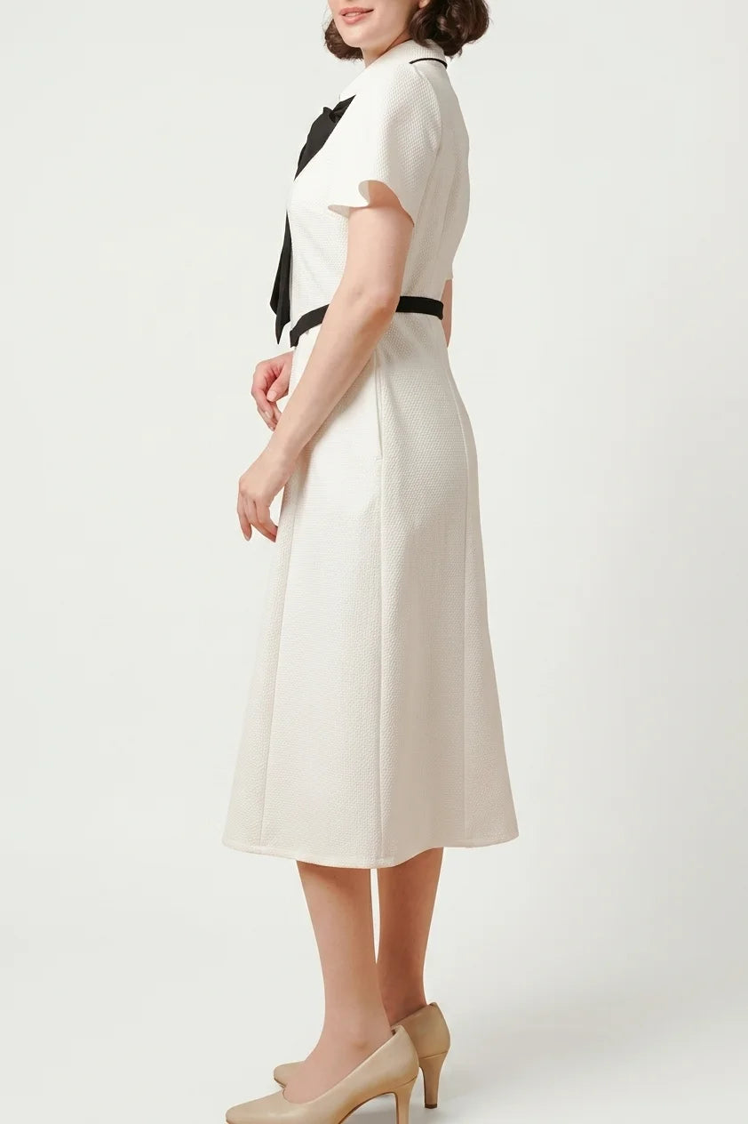 Stretch Sucker: Stretch Seersucker Bow-Tie Shirt Dress