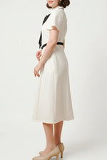 Stretch Sucker: Stretch Seersucker Bow-Tie Shirt Dress