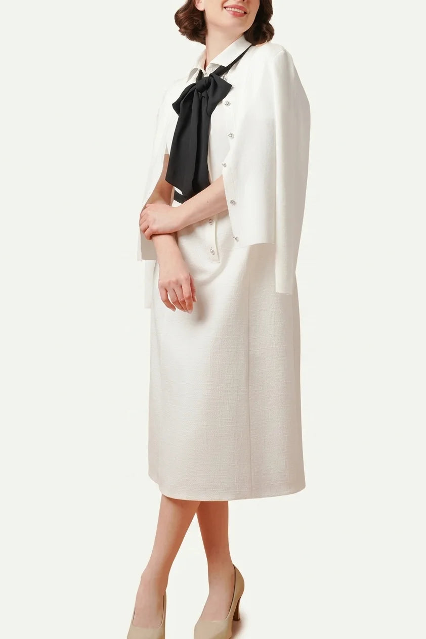 Stretch Sucker: Stretch Seersucker Bow-Tie Shirt Dress