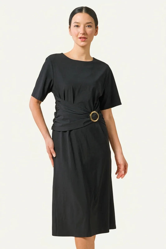 Strong Twist Stretch: Black T-Shirt Dress