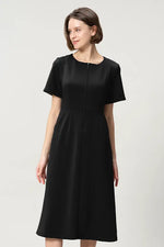 [Space Material] A-line Front Zip Dress