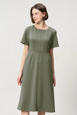 [Space Material] A-line Front Zip Dress