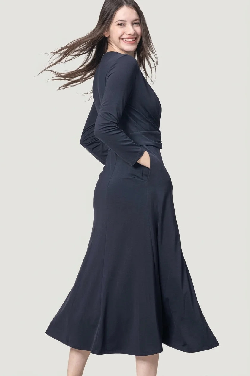 Stretch Jersey: Navy Long Marilyn Dress