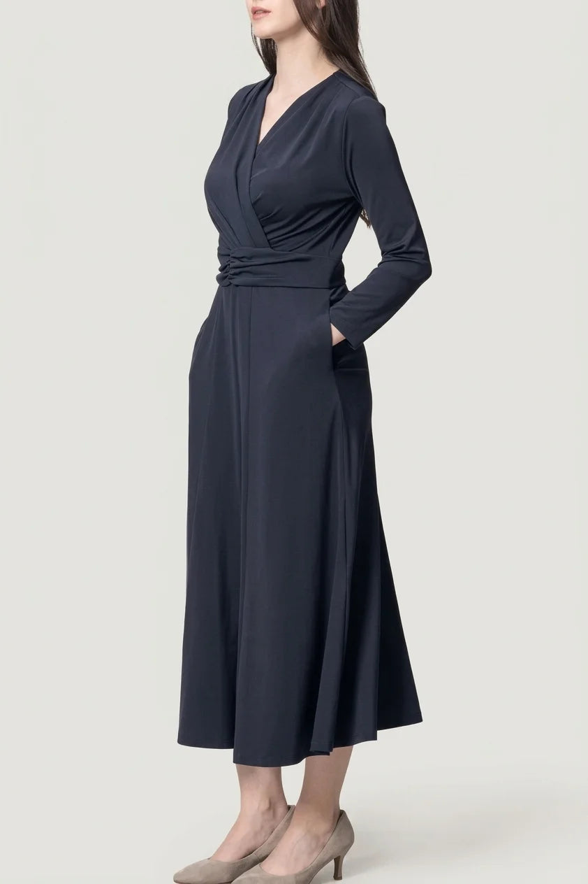 Stretch Jersey: Navy Long Marilyn Dress