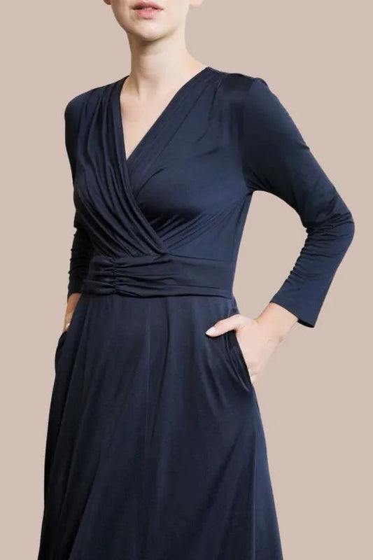 Stretch Jersey: Navy Long Marilyn Dress