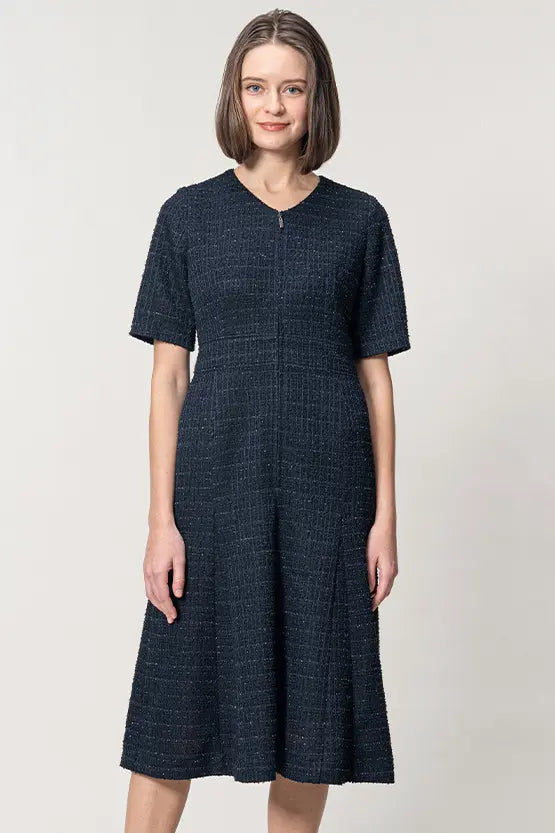 Boucle Tweed: Zip-up Dress