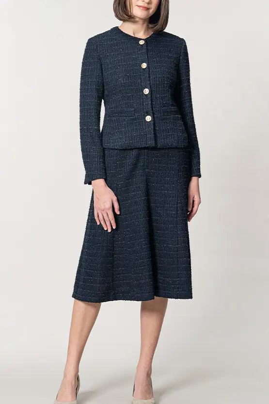 Boucle Tweed: Zip-up Dress