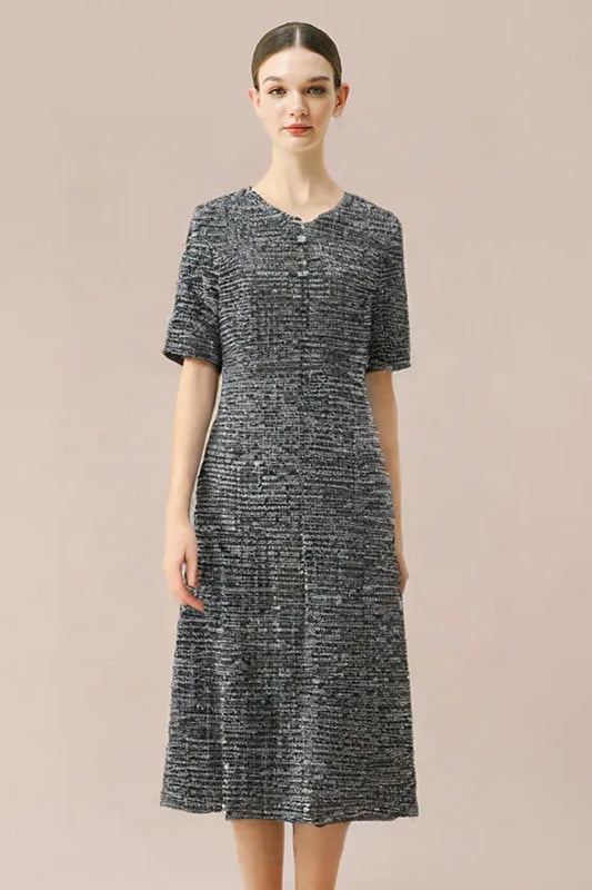 Stretch Lame Tweed: Zip-Up Semi-Mermaid Dress