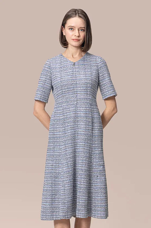 Boucle Tweed: Zip-up Dress