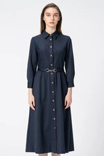 【Active Warm Pinstripe】Shirt Dress