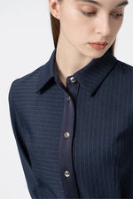 【Active Warm Pinstripe】Shirt Dress