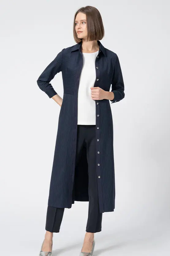 【Active Warm Pinstripe】Shirt Dress