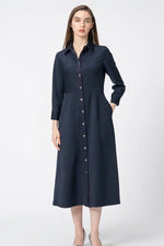 【Active Warm Pinstripe】Shirt Dress