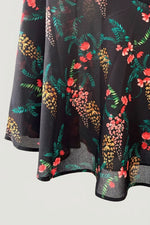 Stretch Chiffon: Black Garden Mermaid Dress With Tie