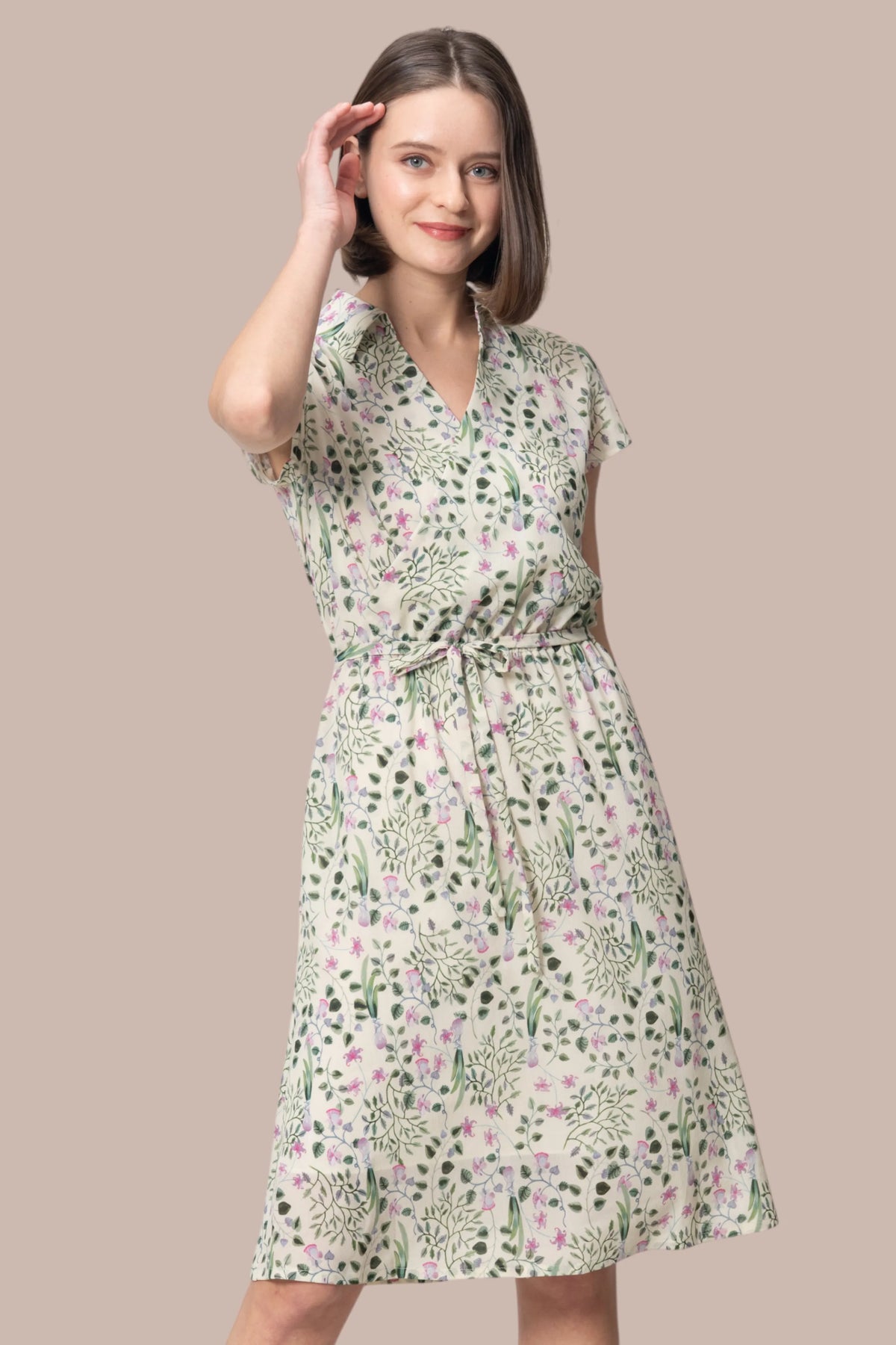 Stretch Chiffon: Collared Cache-Coeur Dress