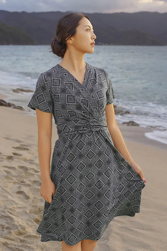 Oshima Tsumugi Design Stretch Jersey: Marilyn Dress