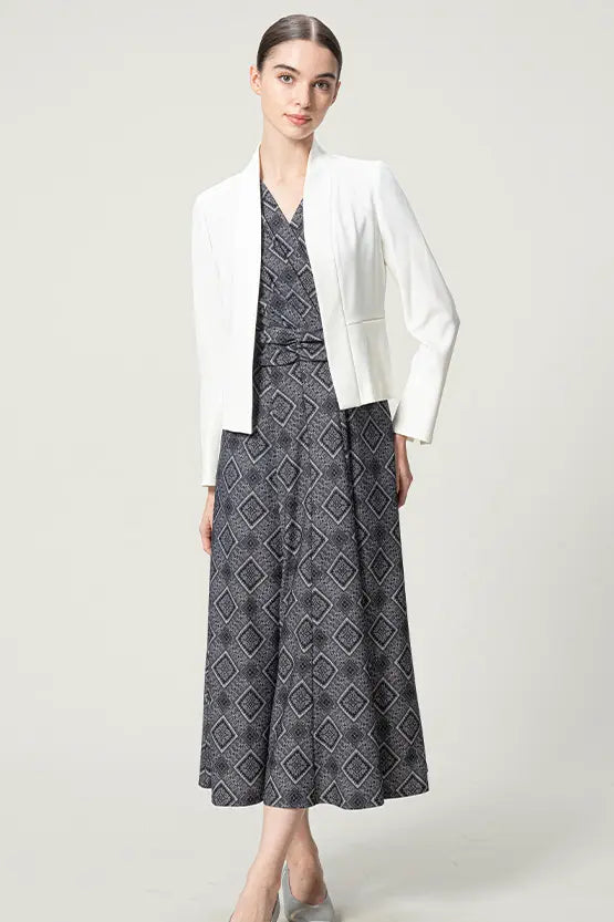 Oshima Tsumugi Design Stretch Jersey: Long Marilyn Dress