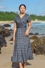 Oshima Tsumugi Design Stretch Jersey: Long Marilyn Dress