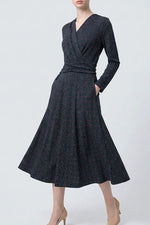 Oshima Tsumugi-Inspired Moist Jersey: Long Marilyn Dress - Indigo Akina Bara