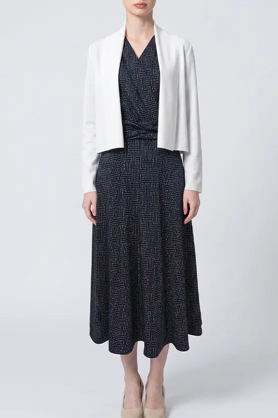 Oshima Tsumugi-Inspired Moist Jersey: Long Marilyn Dress - Indigo Akina Bara