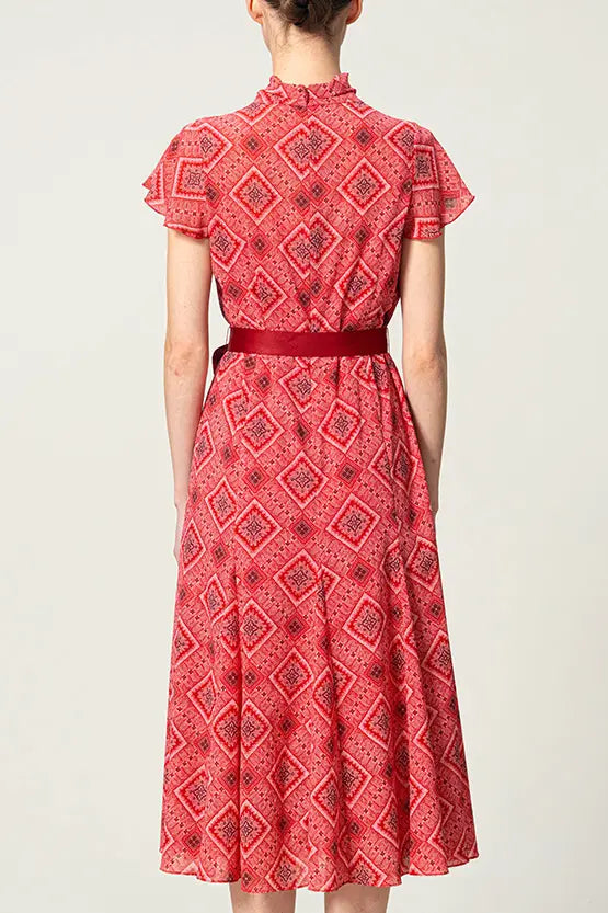 Oshima Tsumugi Design Stretch Chiffon: Mid-Length Semi-Mermaid Dress