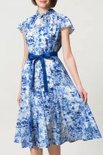 Stretch Chiffon: Twist Neck Mid-Length Mermaid Dress