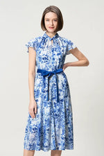 Stretch Chiffon: Twist Neck Mid-Length Mermaid Dress