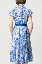 Stretch Chiffon: Twist Neck Mid-Length Mermaid Dress