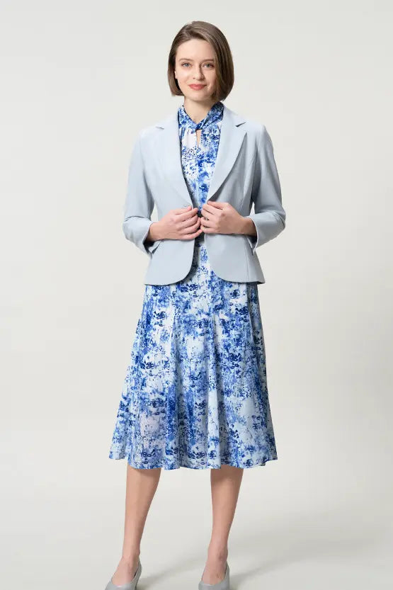 Stretch Chiffon: Twist Neck Mid-Length Mermaid Dress