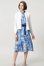 Stretch Chiffon: Twist Neck Mid-Length Mermaid Dress