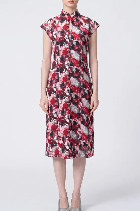 【Stretch Chiffon】Mandarin Dress