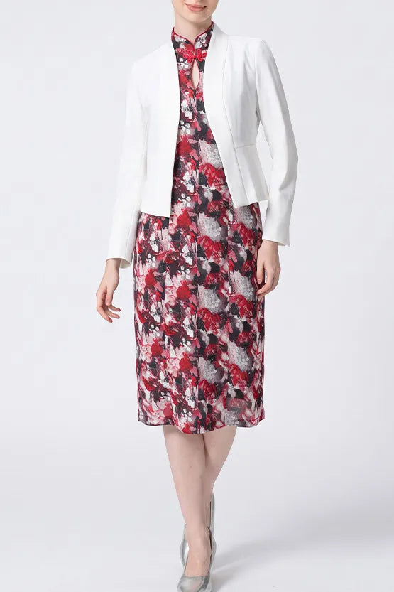 【Stretch Chiffon】Mandarin Dress