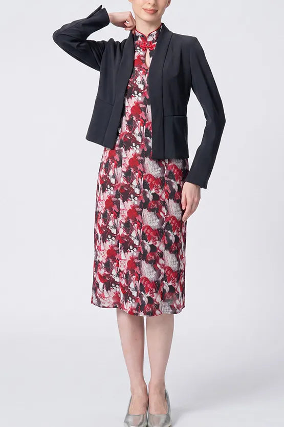 【Stretch Chiffon】Mandarin Dress