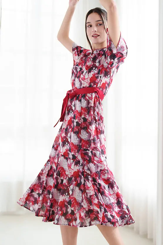 Stretch Chiffon: Passion Mandarin Long Mermaid Dress