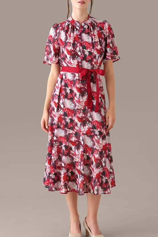 Stretch Chiffon: Passion Mandarin Long Mermaid Dress