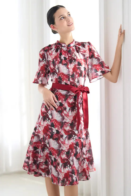 Stretch Chiffon: Passion Mandarin Mermaid Dress