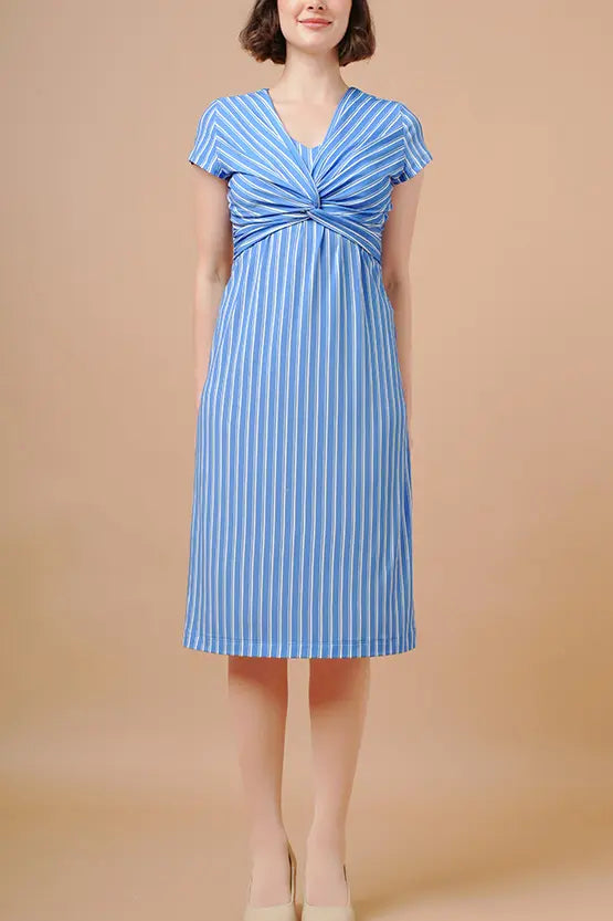 Stretch Jersey: Stretch Jersey Stripe Twist Dress