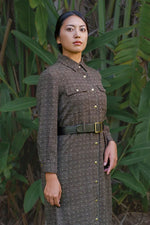Oshima Tsumugi Design Stretch Georgette: Shirt Dress
