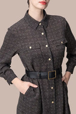 Oshima Tsumugi Design Stretch Georgette: Shirt Dress