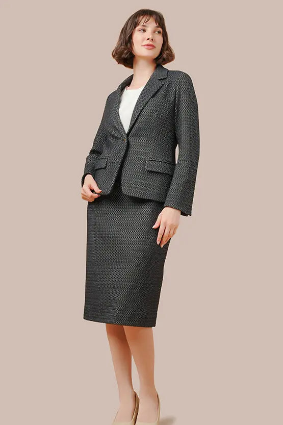 [Chiffon x Jacquard] Decollete Tuck Dress